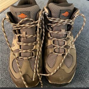 Merrell womans Siren Leather Mid Waterproof Alloy Toe khaki brown Sz 9